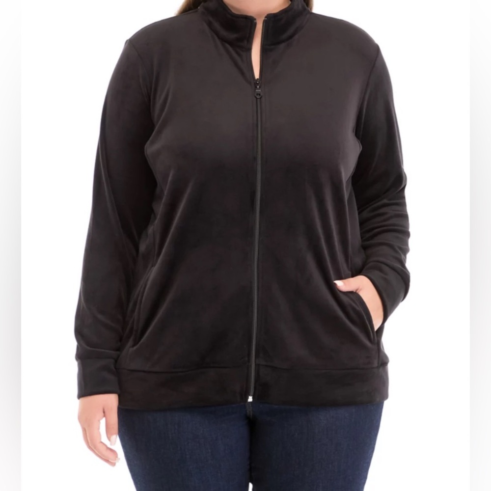 Kim Rogers Velour Front Zip Jacket Sz 1X Normcore